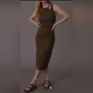Anthropologie t.la/ tla Layered Tank Ribbed Bodycon Midi Dress cutout women’s S